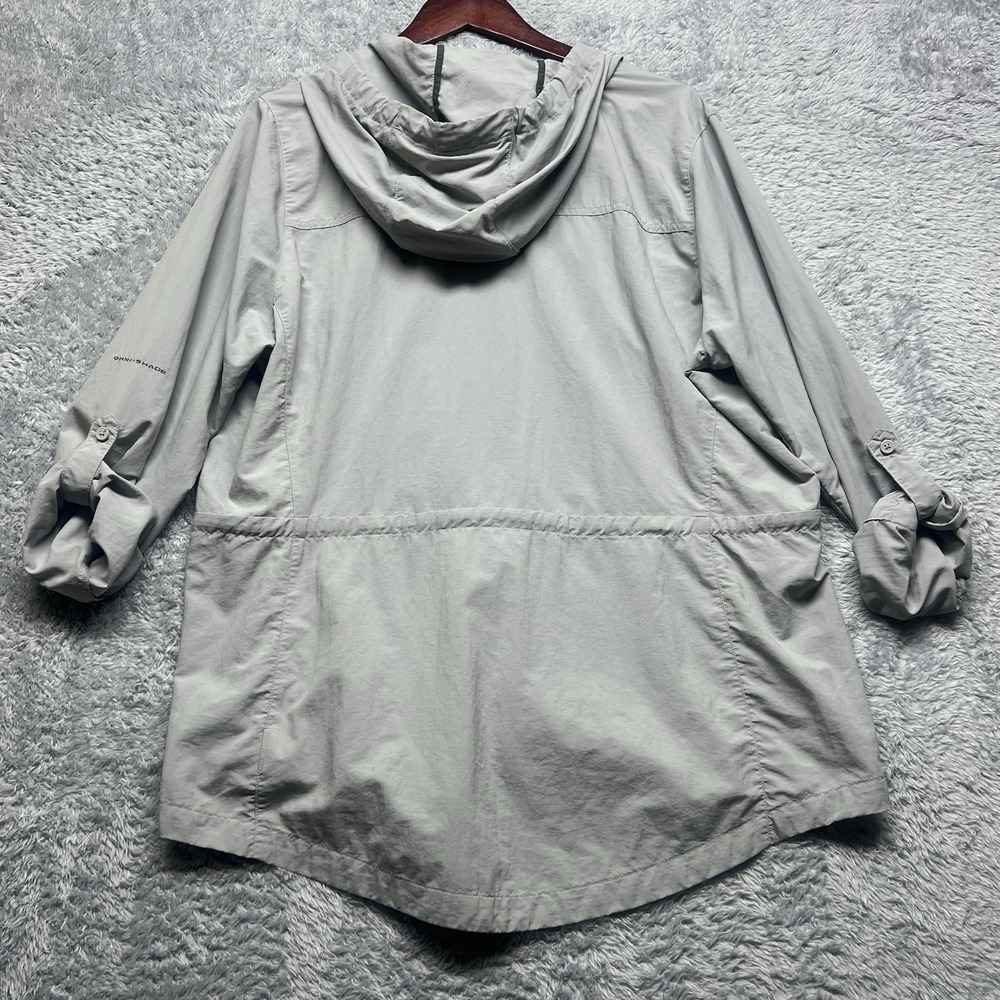Columbia Jacket Womens XL Gray Full Zip Omni Shade Roll Tab Sleeve Lightweight - Picture 2 of 15
